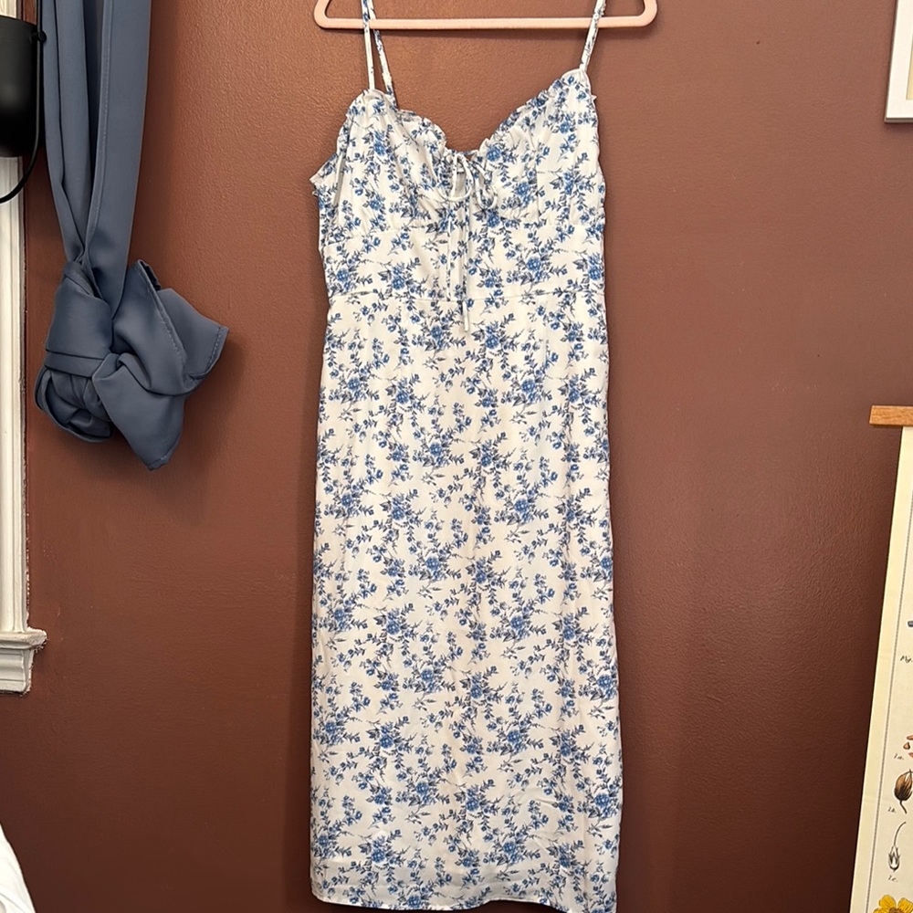 Blue and White Spaghetti Strap Sundress